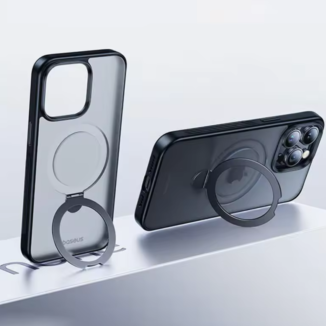 Case iPhone Fosco com Suporte Magnético Ajustável + Película [Combo Baseus]